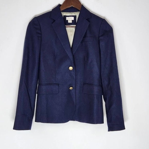 J. Crew Women's Blue Keating Blazer Wool Blend Single Vent Size 00 Style 28639 - Picture 2 of 14